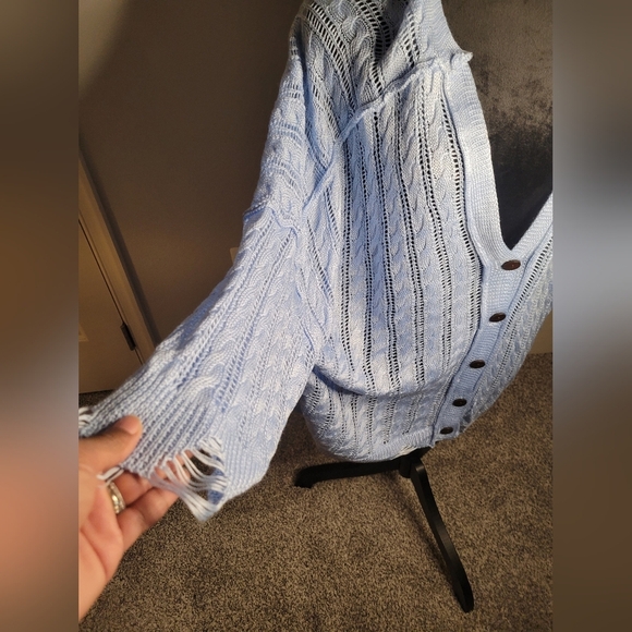 POL Blue Knit Women's Cardigan. Size S (oversized) NWOT - Picture 2 of 5
